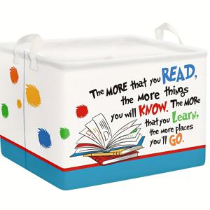 TEMU 클래식 스타일 선반 바구니, 다기능 접이식 만화 독서 테마 수납 정리함 - 방, 교실 및 도서관용 멀티퍼포즈 빨래바구니와 책 분류함|빨래바구니