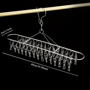TEMU 30개 클립 스테인리스 스틸 빨래 건조대 - 방풍 발코니 세탁줄 미끄럼방지 클램프 포함, 내식성 두꺼운 금속, 아파트 및 파티오용 공간 절약형 디자인, 옷걸이