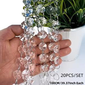TEMU [2D 플랫] 20pcs 66ft 아크릴 투명 오각형 비즈 스트링 가든 볼 펜던트 크리스마스 장식 걸이 장식 웨딩 씬 레이아웃 로드리딩