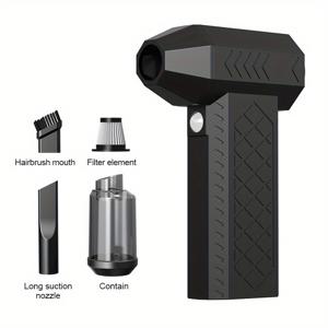 TEMU 고속 93000RPM 전동 에어 먼지 제거기, 무선 터빈 제트 블로어 (조명, 진공 청소기 및 브러시 포함), USB/배터리 전원 팬, 야외 캠핑 냉각, 효율적인 청소, 자동차, 가정, PC, 가정용 에어컨 시스템에 적합 | 스타일리시
