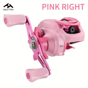 TEMU HAUT TON 핑크 베이트캐스팅 낚시릴 - 경량 알루미늄 합금, 양손잡이 핸들, 야외 낚시에 적합한 내구성 디자인, 할로윈, 크리스마스, 추수감사절, 라마단 및 새해에 완벽함, 낚시 액세서리