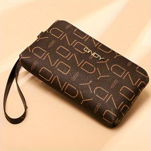 TEMU 온디 빈티지 감성 손목 가방 및 긴 지갑, 편지 인쇄, 여성용 다기능 지퍼 클러치 - 휴대폰, 돈, 열쇠에 적합 | 휴일, 통근 및 비즈니스에 이상적인 선물, 손목 가방 지갑