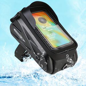 TEMU 대용량 방수 자전거 핸들바 가방, 터치스크린 액세스 가능, EVA 하드 쉘, 진동 방지, 블랙, 도로 및 산악 자전거용 - 안전한 폰 마운트, 넉넉한 수납 공간, 쉬운 사이클링 접근성, 충격 방지 자전거 가방 | 현대적인 자전거 액세서리 | 내구성이 뛰어난 자전거 가방