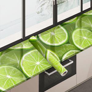 TEMU 1pc 생생한 라임 슬라이스 패턴 자체 접착식 PVC 벽지 - 분리 가능하고 쉽게 벗겨서 붙일 수 있는 설치, 주방, 거실, 침실, 계단, 욕실 벽 및 가구 장식에 완벽, 39.37x15.75 인치, 욕실 장식 | 생생한 벽지 디자인 | 자체 접착식 벽지
