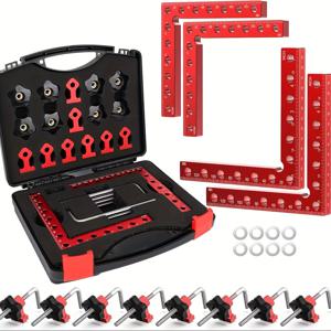 TEMU 37pcs 나무 공작 오른각 클램프 세트 (140mm/5.5in) - 무료 도구 상자 포함, 중량용 조절 가능한 각도 클램프, DIY 나무 공작, 캐비닛 제작, 전문급 정밀 나무 공작 장비, 공장 직구, 휴일 선물