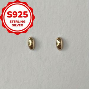 TEMU 스타일리시 기하학적 925 실버 광택 오벌 미니 스터드 귀걸이, 독특한 디자인의 다용도 데일리 액세서리