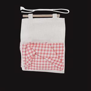 TEMU 1pc 핑크 캔버스 벽걸이 정리함, 꽃무늬 패턴 - 책, 보석, 및 다양한 물건을 위한 다용도 보관 가방, 침실, 기숙사, 또는 가정에 이상적, 완벽한 데이 선물, 걸이형 정리함