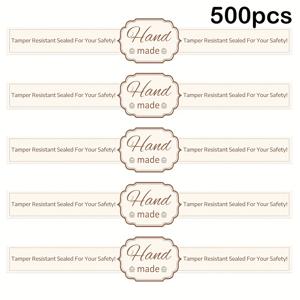 TEMU 500개 수제 음식 소매 패키지 밀봉 라벨 안전 보안 뚜껑 스티커 1x9인치 - 베이킹 선물용 손으로 만든 신선도 라벨