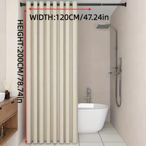 TEMU 1개 패셔너블 고급 오프 화이트 로만 그로멧 샤워 커튼, 홈 데코 습식/건식 분리 파티션 스크린 욕실 액세서리용, 기계 세탁 및 다림질 안전, 드릴링 없이 설치 가능한 빠른 건조 추가 두꺼운 리넨 원단 문 걸이 창문 드레이프 천, 무거운 무게와 향상된 낙하감 절연 불투명 디자인, 다양한 사이즈 옵션으로 호텔 가정 야외 휴가 범용 사용에 적합