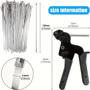 TEMU 스테인리스 스틸 케이블 타이 플라이어 및 메탈 타이 세트, 헤비듀티 금속 타이 도구 키트, 스테인리스 케이블 타이 조임 및 절단용 특수 도구, 50개의 헤비듀티 메탈 타이 포함