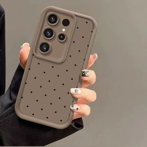 TEMU 폰 케이스: 뉴 나이트 블랙 폴카 도트 빈티지 텍스처 스카이 아이 래더 케이스 - 갤럭시 S24 S22+ S21+ S23+ S25 플러스, S21 울트라, S23, S20 FE, S22 5G용 - 풀 렌즈 보호, 충격 방지, 낙하 방지, 소프트, 여성용 동일 스타일|S21케이스|S22케이스