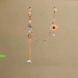 TEMU 1개 빈티지 중국 치파오 브로치 - 우아한 체인과 장식, 꽃무늬 매력의 긴 정장 파티 웨딩 액세서리 - 전통 여성용 의상 핀 - L83, 결혼식 리셉션용 섬세한 매듭 디자인 장식