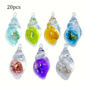 TEMU 20개 야광 아크릴 조개껍데기 참, 혼합 색상 및 바다 패턴 (핑크, 블루, 그린, 옐로우, 퍼플), 주얼리, 키체인, 귀걸이 제작용