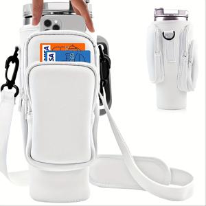 TEMU 1개 물병 캐리어 가방, 40/30oz 텀블러용 휴대폰 포켓 포함 네오프렌 물병 홀더 파우치, 컵 액세서리 총 3포켓, 아버지 선물