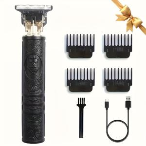 TEMU 전기 헤어 클리퍼 바디 트리머, 가정용 헤어 커팅, 면도, 눈썹 정리, 다양한 각도의 바디 제모 가능, 레트로 골든 디자인, 빗 및 액세서리 포함 - 정밀한 미용과 스타일링을 위한 이상적인 선택, 우아한 트리머,빈티지 디자인,부드러운 작동,고품질 블레이드,멀티앵글 트리밍,미용실 장비,이발사 도구