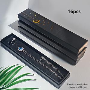 TEMU 16개 세트 별이 빛나는 밤 디자인 골드 문 & 스타 선물 상자 - 블랙 & 골드 종이 보석함, 목걸이·팔찌·펜용 보관 및 전시 박스 - 어머니날, 아버지날, 졸업식, 교사 감사 선물, 우아한 패키지, 장식 공예품|팔찌