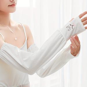 TEMU 여성용 패셔너블한 여름 아이스(비스코스 섬유) 소매 세트, 귀여운 토끼 머리 디자인과 아이스(비스코스 섬유) 원단으로 제작되어 야외 활동 및 사이클링, 운전에 이상적인 동반자입니다