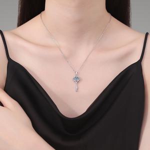 TEMU 925 실버 1 카라트 모이사나이트 간단한 네잎 클로버 키 클래식 남성 및 여성 펜던트 목걸이, 결혼 제안,宴会,파티,휴가,날짜,어머니의 날,아버지의 날,부활절,추수감사절,크리스마스,발렌타인데이,학교 돌아오기,결혼 시즌,생일,기념일을 위해 어머니, 친구에게 선물, 선물 상자 약 3.3g|남자목걸이|은목걸이