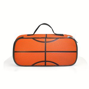 TEMU 러그비 및 농구 프린트 패턴이 있는 토트 펜슬 케이스, 이어폰 및 열쇠와 같은 작은 물건을 보관하는 수납 상자.