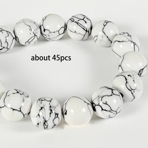 TEMU 60/45/36/30개 6/8/10/12mm 화이트 & 블랙 마블 라운드 스무스 비즈 - 고품질 광택 DIY 공예 비즈, 주얼리 제작, 팔찌, 목걸이, 홈 데코, 스페이서 비즈, 비즈 어레인지먼트, 합성 보석, 우아한 비즈 디자인