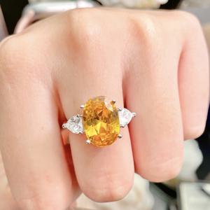 TEMU 1개 천연 시트린 오픈 링｜조절 가능한 합성 보석 오벌컷 단일 ｜여성용 웨딩, 프로미스 링, , 어머니, 기념일 선물, 우아한 링, 디자인, 링, 어머니의 선물