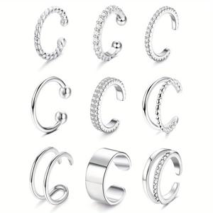 TEMU 8/9개 우아한 CZ 귀걸이 여성용 14K 금도금 귀 클립 피어싱 불필요 연골 클립 귀걸이 귀걸이 패션 주얼리|피어싱