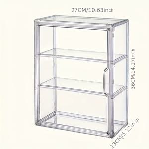 TEMU 3단 투명 디스플레이 캐비닛, 아크릴 수납 케이스 자석 도어, 컬렉션용, 3단 투명 데스크탑 디스플레이 캐비닛, 2단 조절 가능한 파티션 층, 멀티