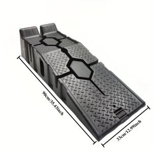 TEMU 1pc 중량 블랙 자동차 래프 플랫폼 - 4단계 디자인, 육각형 트레드, 안전한 차량 유지 및 수리, 오일 변경, 타이어 변경, 차량 수리 도구, 강력한 구조