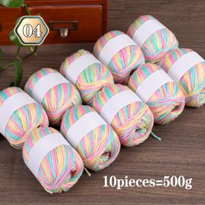 TEMU 니트 스웨터용 그라데이션 컬러 실사포, 크로셰 조끼 샤울, 수제 니트 볼 10팩 500g