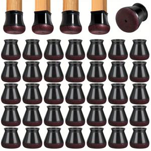 TEMU 36개 블랙 실리콘 의자 다리 보호대 - 소음 감소, 스크래치 방지, 목재 및 타일 바닥용, 식탁 & 바 스툴에 적합, 내구성 있는 스타일리시 디자인, 의자 다리 바닥 보호기, 현대적인 의자 액세서리, 매끄러운 질감 커버