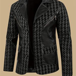 TEMU 남성용 PU 가죽 재킷 - 슬림핏 라펠 칼라 싱글 브레스트 정장 코트, 비즈니스 캐주얼, 웨딩, 파티용 가벼운 PU 가죽 아우터웨어, 슬림핏 테일러드 (부피 없음) - 데일리 웨어에 적합한 쉬운 관리 & 다용도