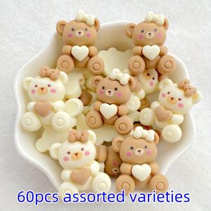 TEMU DIY 공예용 생동감 넘치는 리본 하트 베어 레진 참 세트 60개/20개 - 귀걸이, 헤어 액세서리, 보석 만들기, 스크랩북킹, 결혼식 장식에 완벽한 동물 악센트