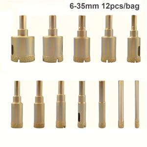 TEMU 12개 코팅 드릴 비트 세트, 유리, 석재, 그라니트, 돌, 타일, 세라믹을 위한 홀 사우 키트, 6에서 35mm까지 범위 - 수동 도구