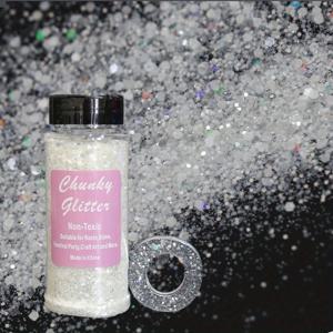 TEMU 100G 반짝이는 초미세 화이트 글리터 파우더, 투명한 무지개빛 눈의 뭉툭한 글리터 스팽글과 플레이크 혼합, 에폭시 레진 프로젝트, 공예, 페인팅 및 축제 장식에 적합.