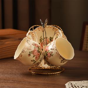 TEMU 7피스, 유럽 스타일 티 세트, 2피스 찻잔, 2피스 접시, 2피스 스푼 및 1피스 거치대, 빈티지 음료 컵, 아침식사, 티 파티, 애프터눈 티, 홈, 가든, 레스토랑 등, 여름 겨울 음료용품, 선물