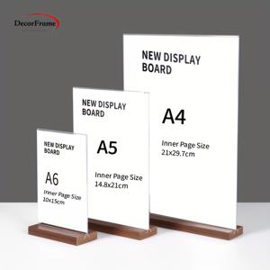 TEMU 아크릴 테이블 카드 홀더 (나무 받침대 포함), T자형 풀아웃 간판, 나무 테이블 이름판, 좌석 카드 디스플레이, A4 메뉴.