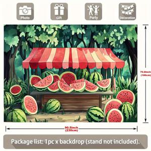 TEMU [파티 배너]1개 수박 모양 배경 과일 테마 파티 배너 - 5.9x7.5ft 폴리에스터 파티 장식용 배경, 테마 장식 - 실내외 사용, 포토 부스 사진 배경, 홈 벽 장식, 파티 배경 장식 용품에 이상적