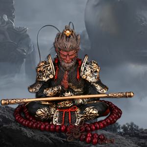 TEMU 1pc 검은 원숭이 왕상상 조각 장식, 손으로 그린 세부 사항 신화적 조각 세부 사항, 자동차 장식, 남성용 자동차 핸드헬드 조각