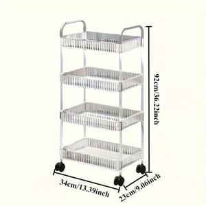 TEMU 모든 계절에 적합한 다기능 아크릴 수납 카트, 360도 회전 바퀴 포함 - 약 10개 아이템 보관 가능, 투명 사무실/침실/욕실/주방 정리함 | 멀티퍼포즈, 바닥 스탠딩, 금속 튜브 및 선반, 실용적인 랙