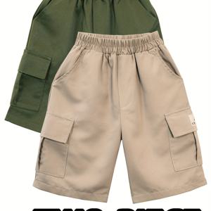 TEMU 남아용 새로운 여름 루즈핏 편안한 카고 반바지, 어린 아이들에 적합, 스포티하고 캐주얼한 5단 디자인, 야외 활동에 적합