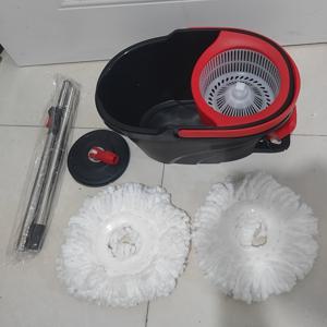 TEMU 회전식 물걸레 손세척 가정용 청소 물걸레통 세트, 텔레스코픽 레버 발 압력 이중 구동 물걸레 걸레