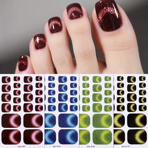 TEMU 여름 메탈릭 글리터가 특징인 고양이 눈 모양 발톱 스티커 4장입니다. 여성 뮤직 페스티벌 네일 아트에 완벽하게 적합한 자가 접착 스트립입니다.