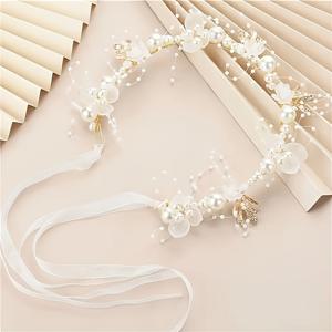 TEMU 우아한 플로랄 헤어밴드 - 모조 진주 장식, 웨딩 & 파티용 프롬 헤어 크라운 - 여성용 가벼운 신부 티아라, 장미와 잎사귀 디자인 - 발렌타인데이, 포토슈트, 일상 및 특별 행사에 완벽한 머리장식, 섬세한 디테일, 세련된 헤드피스