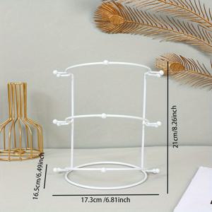 TEMU 싱글 메탈 왕관 디스플레이 스탠드 - 신부 및 웨딩 액세서리에 적합한 3단 주얼리 정리함, 보관 선반이 있는 튼튼한 헤어밴드 홀더, 주얼리 타워, 속이 빈 철 합금 화이트 브라이덜 헤드피스 디스플레이 스탠드
