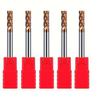 TEMU 5pcs 3mm 끝 밀링 솔리드 카르비드 밀링 커터, 카르비드, 알티니 코팅, 55 HRC, 4 절단, 드릴링, 밀링, 간단, 침전, CNC, 텅스텐 카르비드
