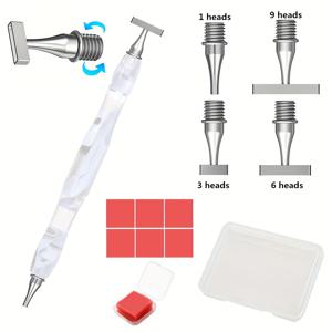 TEMU 페인팅 펜 키트 (스테인리스 스틸 팁 및 레진 드릴 펜 포함). 초보자 및 전문가 모두에게 적합하며, 레진 펜 1개, 스토리지 박스 포함 4개의 나사산 펜 팁, 스토리지 박스 포함 접착제 6개 포함.