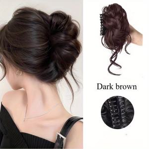 TEMU 우아한 롱 헤어 가발 - 번 번 & 루즈 스트랜드, 볼륨 & 길이 데일리 웨어, 데이트, 웨딩용 - 롱 비어드 플라워 버드 브로큰 헤어 볼 헤드피스, 모든 라이트 베이지 톤 & 헤어 타입에 적합한 헤어피스, 볼륨 & 길이 추가 가발