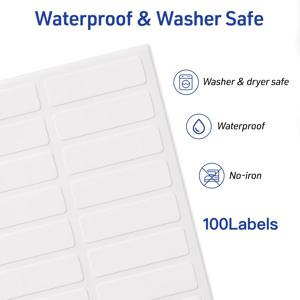 TEMU 50/100개 무철사 자가접착 패브릭 이름표, 세탁기 및 건조기 사용 가능, 방수 화이트 쓰기 태그 - 의류용
