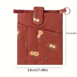 TEMU 1개 휴대용 2-in-1 독서 필통, 자수 호박 디자인, A5 노트북용 듀얼 포켓, 다기능 노트북 보관 가방, 내구성 있는 회의 노트북 가방, 책 커버, 슬림 보관 가방, 크리스마스 선물, 추수감사절 선물, 생일 선물|필통|북커버