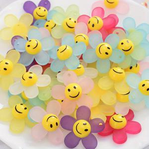 TEMU 10개 꽃 스마일리 페이스 프로스트 펜던트, 밝고 생생한 장식 액세서리 (귀걸이, 목걸이, 키체인, 휴대폰 스트랩 등)